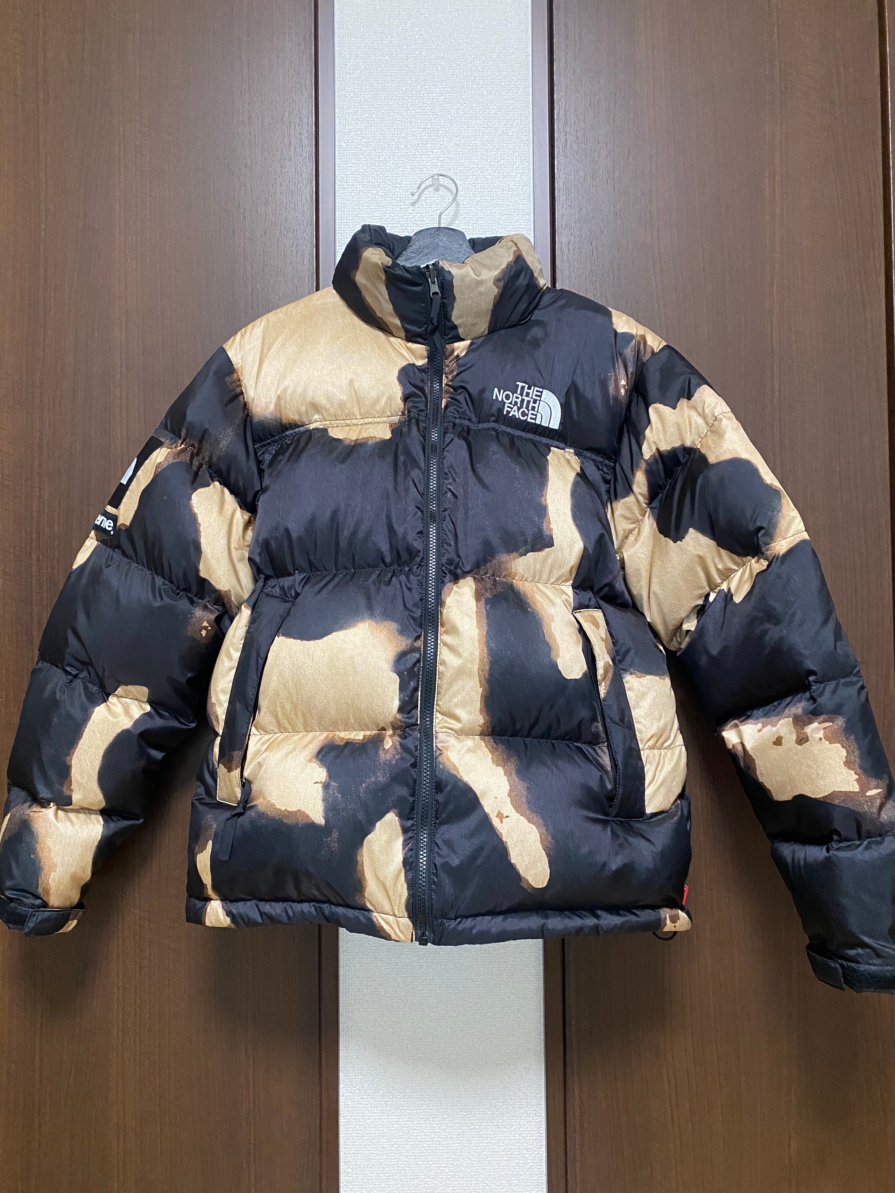 Supreme x The North Face Bleached Denim Print Nuptse Jacket "Black"