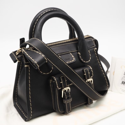 美品 Chloe クロエ レザー エディス ミニ 2WAYバッグ CHC21WS451F43 001 2wayハンドバッグ ブラック レザー レディース