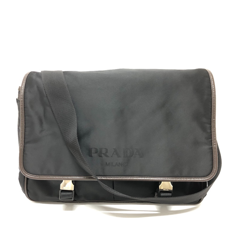 プラダ PRADA メッセンジャーバッグ VA0793 フラップ ロゴ カバン 斜め掛けバック ショルダーバッグ ナイロン ブラック