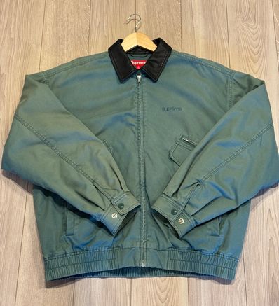 Supreme Leather Collar Utility Jacket "Green"