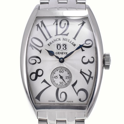 フランクミュラー FRANCK MULLER 6850 S6 GG トノウ カーベックス グランギシェ デイト シルバー 自動巻き メンズ 良品 腕時計 I#147639