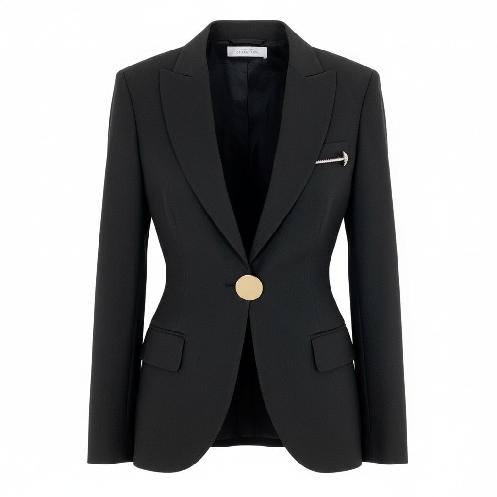 VERSACE ヴェルサーチ 伸縮ストレッチ ロゴプレート ブラック ポリエステル レーヨン/ ポリウレタン/ テーラードジャケット A3-00306 【中古】