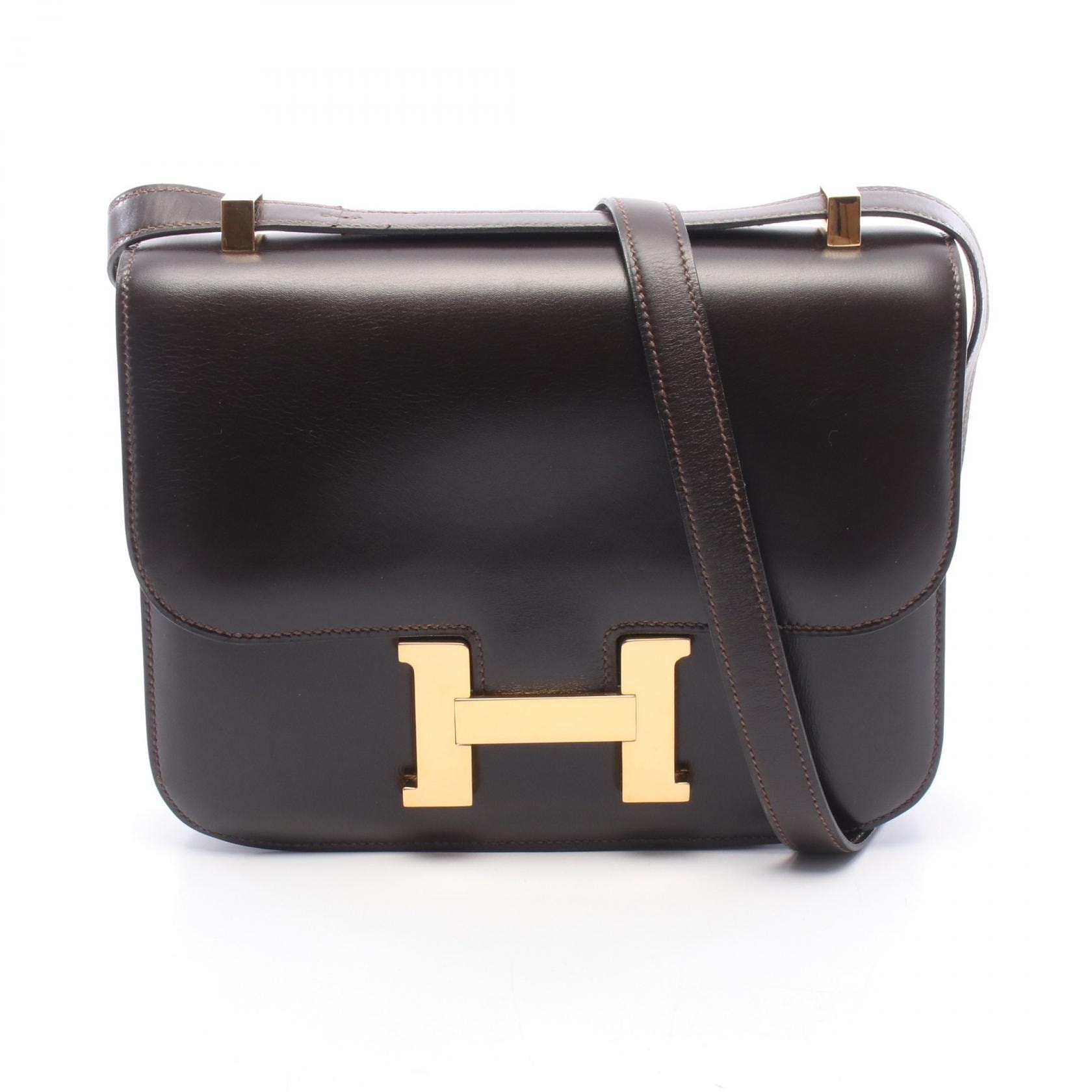 エルメス HERMES コンスタンス23 エベンヌ ショルダーバッグ バッグ カーフ(牛革) ボックスカーフ エベンヌ ○J刻印(1980年製造) レディース ブラウン系 【中古】