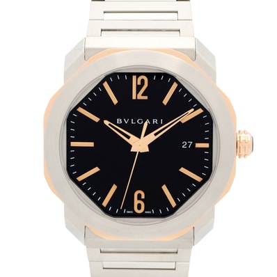ブルガリ BVLGARI オクト 腕時計 時計 K18PG(ピンクゴールド) ステンレススチール メンズ ブラック系 OCP41SG 【中古】