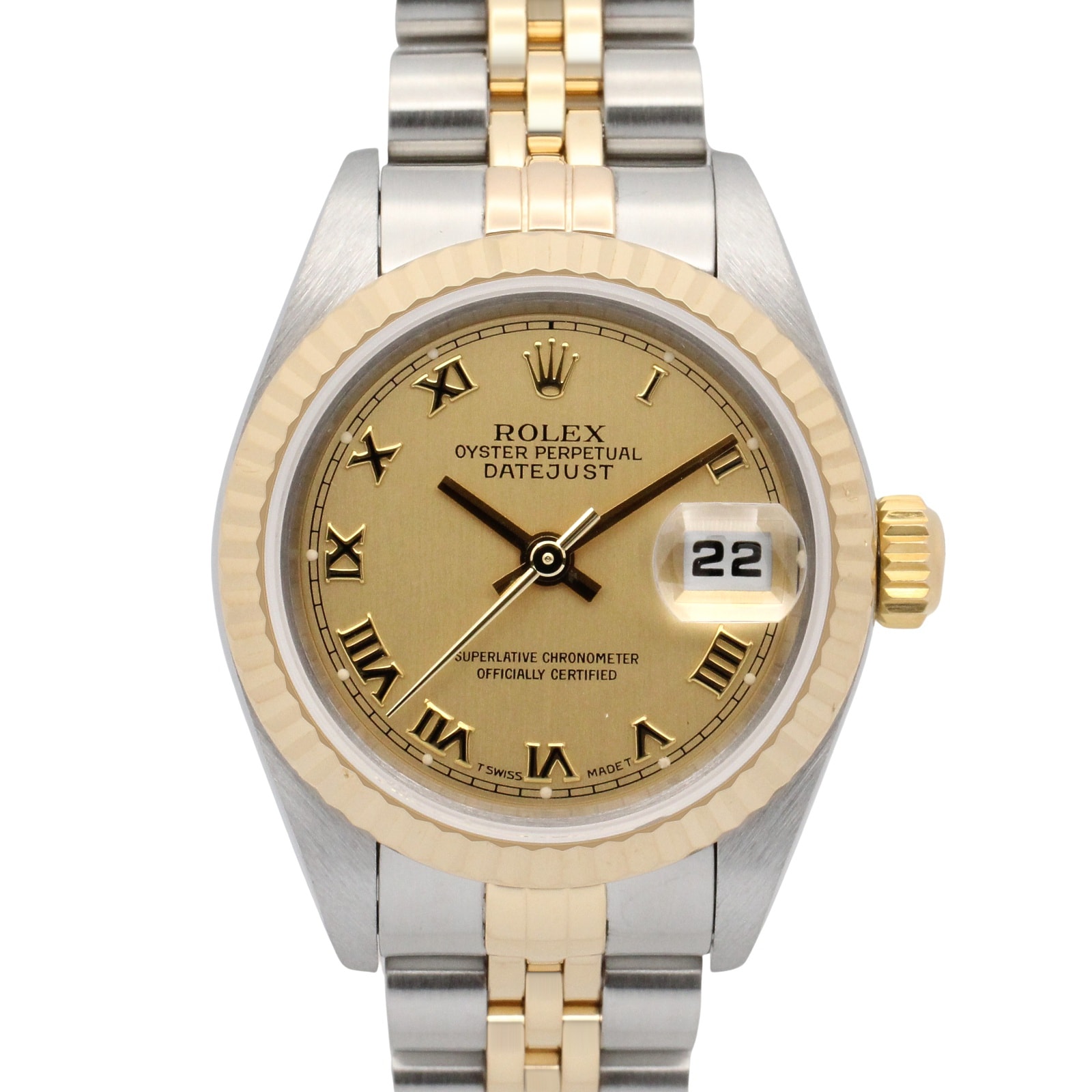 ロレックス ROLEX デイトジャスト Y番 腕時計 時計 K18(イエローゴールド) ステンレススチール レディース ゴールド系 シャンパン/ローマ 79173 【中古】