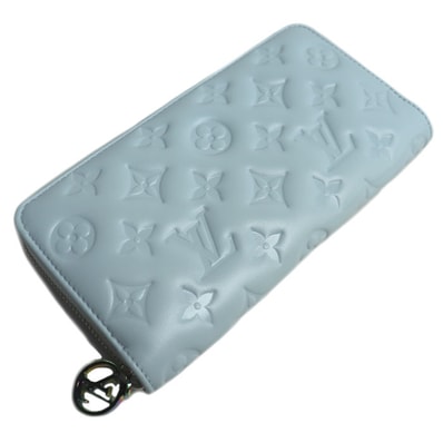 LOUIS VUITTON ルイ・ヴィトン ジッピーウォレット 長財布 ラウンドファスナー モノグラム エンボス ウォッシュド・ブルー M83682 IC レディース【中古】【極美品】