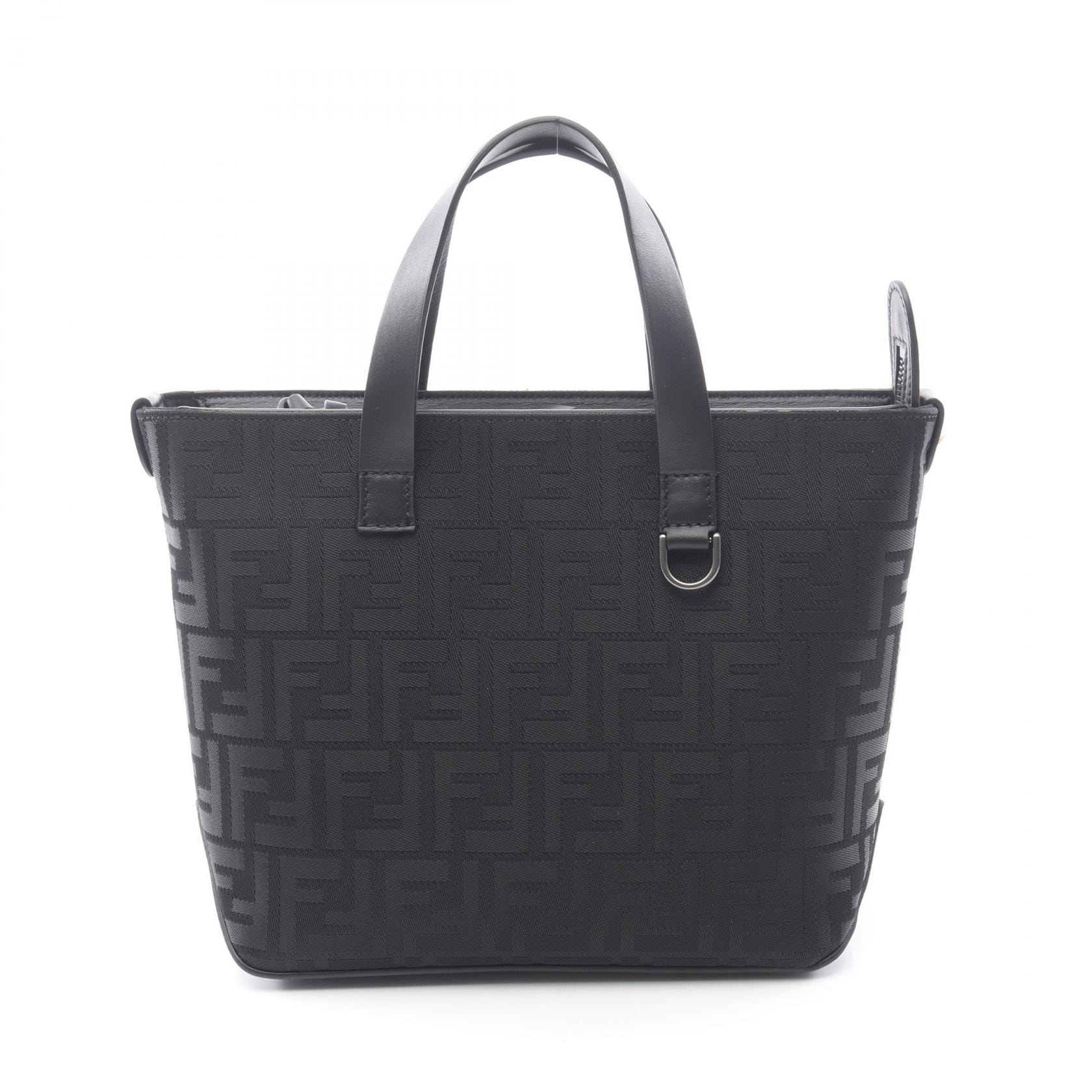 フェンディ FENDI FFショッピングバッグ スモール ハンドバッグ バッグ キャンバス レザー メンズ ブラック系 7VA658AVC6F05TR 【新品】