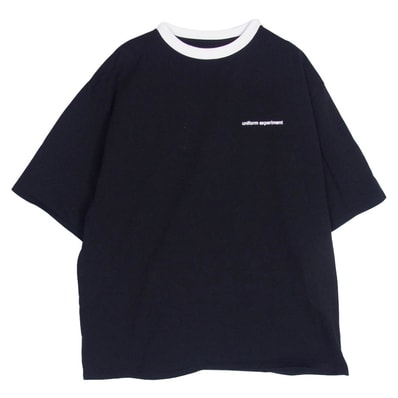 uniform experiment ユニフォームエクスペリメント Tシャツ 23SS UE-230047 SS BAGGY TRIM TEE ロゴプリント バギー トリム Tシャツ 半袖カットソー ブラック系 2【中古】