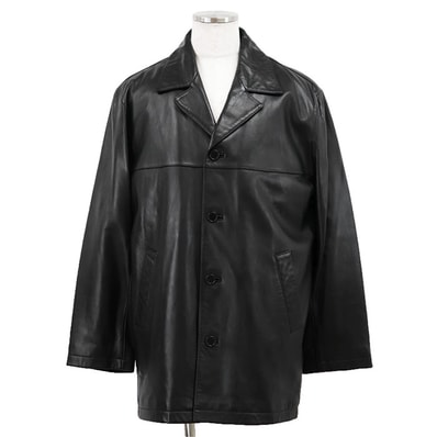 【美品】COACH コーチ レザーカー コート サイズ L メンズ ライナー取外可/付属 ロゴボタン ジャケット アウター ハンガー/ガーメント付属 ブラック 黒 韓国製