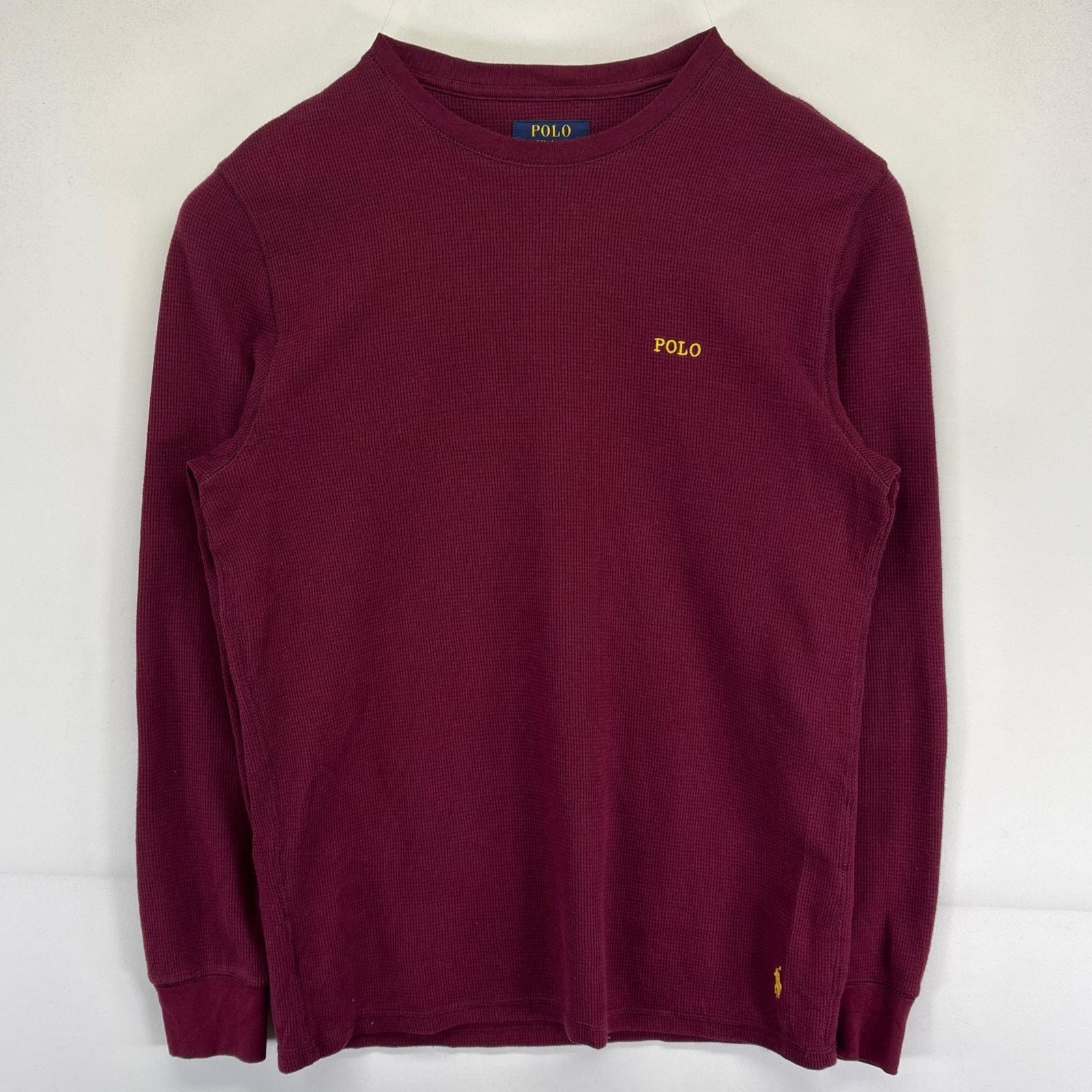 古着 ポロ・ラルフローレン POLO RALPH LAUREN 長袖Tシャツ サーマル ワンポイントロゴ ワッフル生地   レッド メンズ