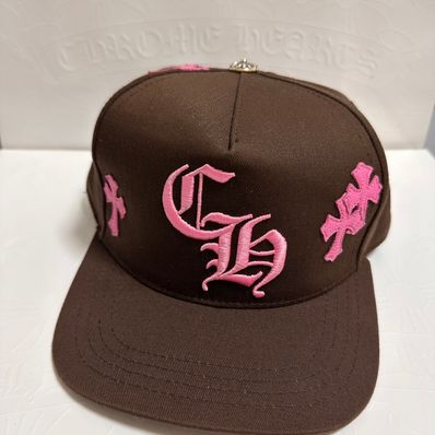 Chrome Hearts CH Hat Cross Patch Baseball Cap "Brown/Pink"