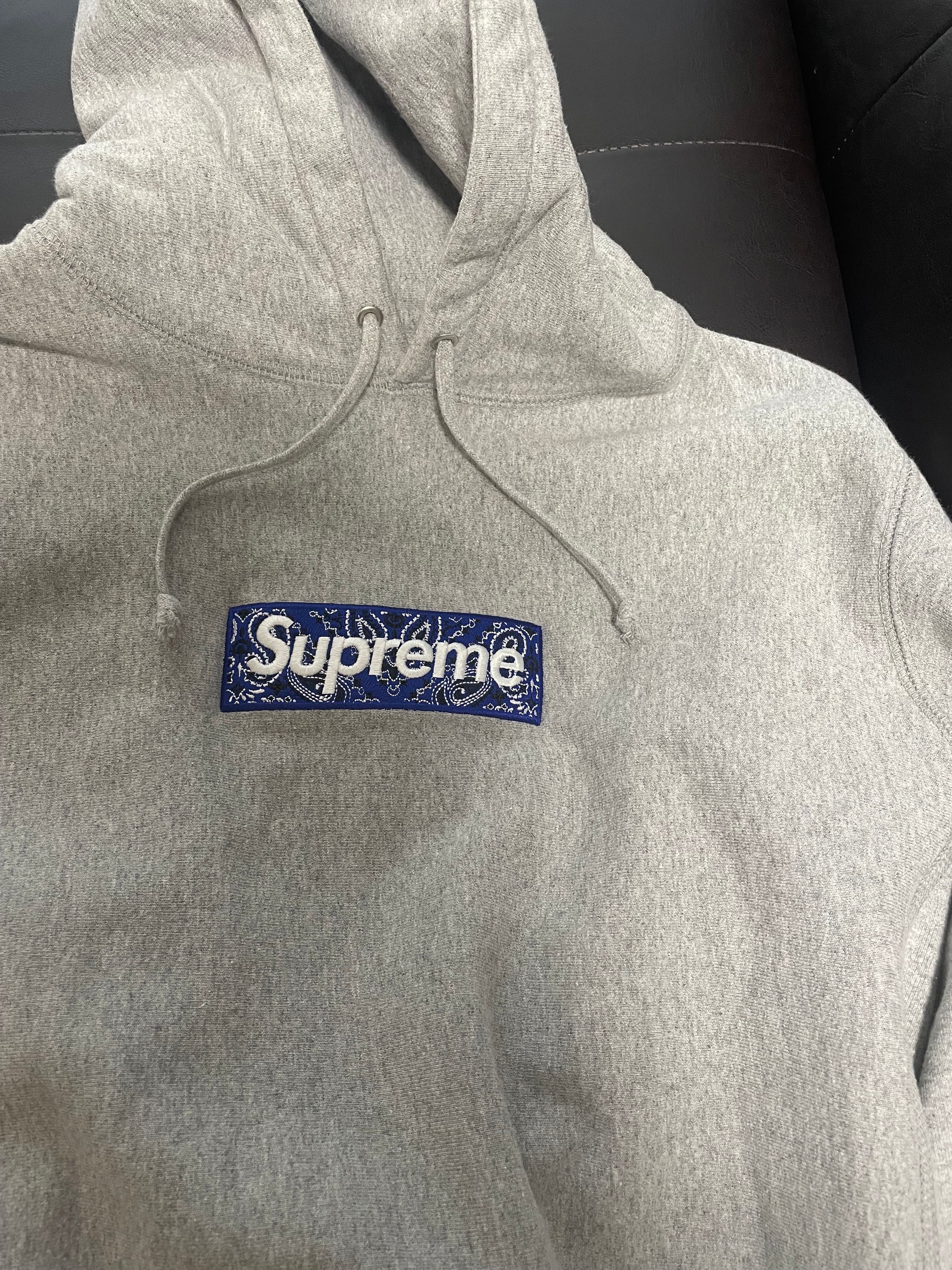 Supreme Bandana Box Logo Hooded Sweatshirt "Grey"