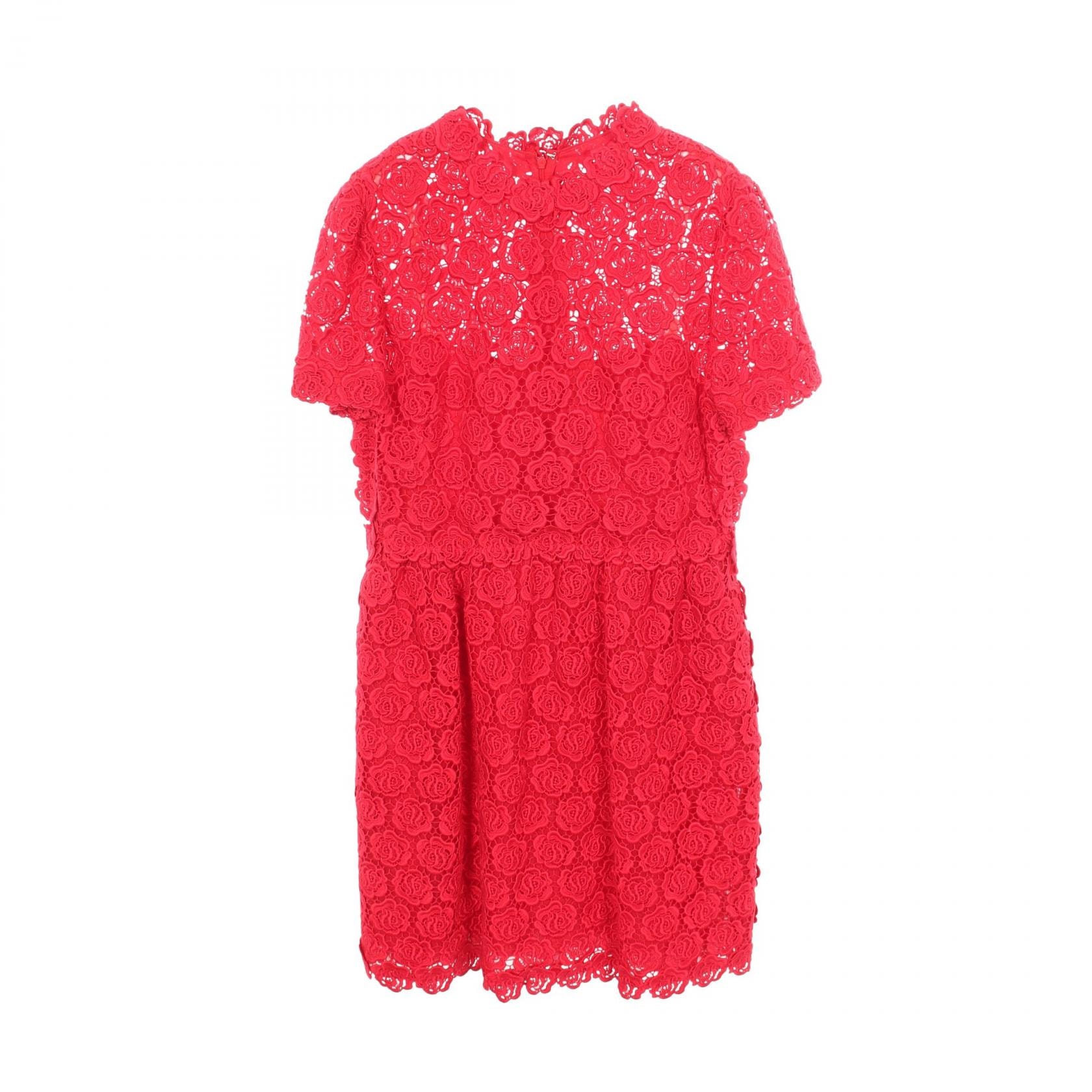 ヴァレンチノ Valentino 花柄 レース 半袖 ワンピース 衣料品 トップス コットン レディース レッド系 【中古】
