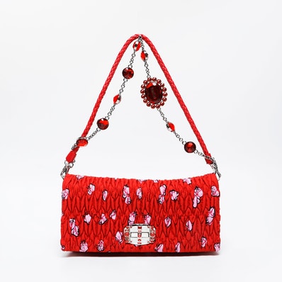 ミュウ ミュウ Miu Miu ナイロンキャンバス マテラッセ クリスタル ショルダーバッグ【中古】