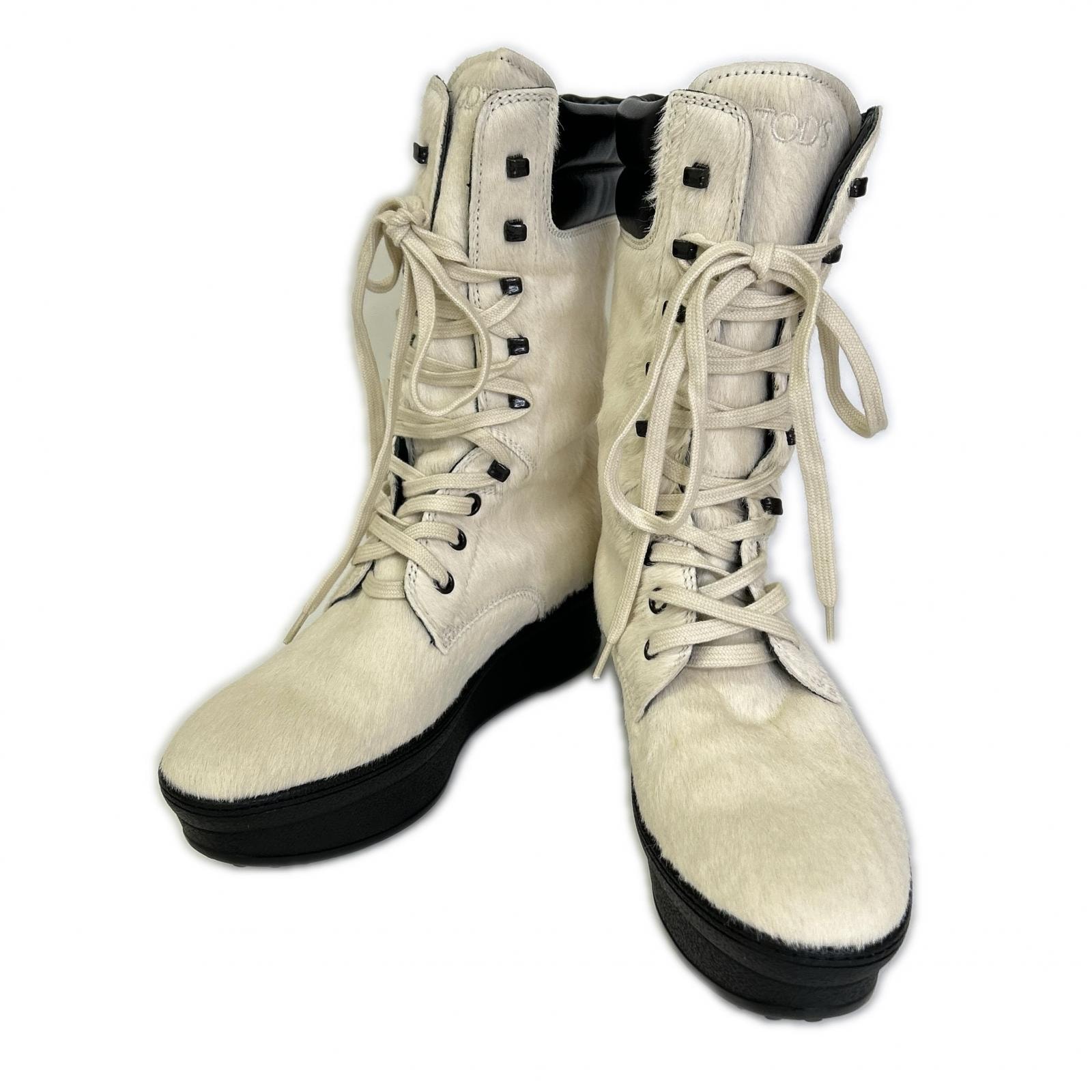 トッズ 【美品】WINTER GOMMINI ウィンター ゴンミー二 ハラコ レースアップ ブーツ 36 1/2