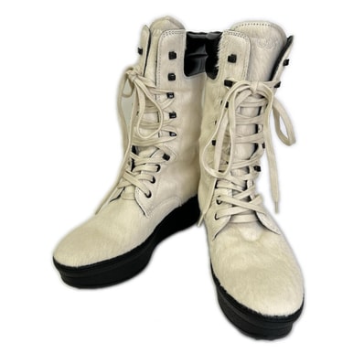 トッズ 【美品】WINTER GOMMINI ウィンター ゴンミー二 ハラコ レースアップ ブーツ 36 1/2