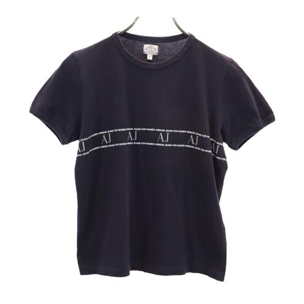 ARMANI JEANS アルマーニジーンズ イタリア製 ロゴプリント 半袖 Tシャツ USA6 ネイビー系