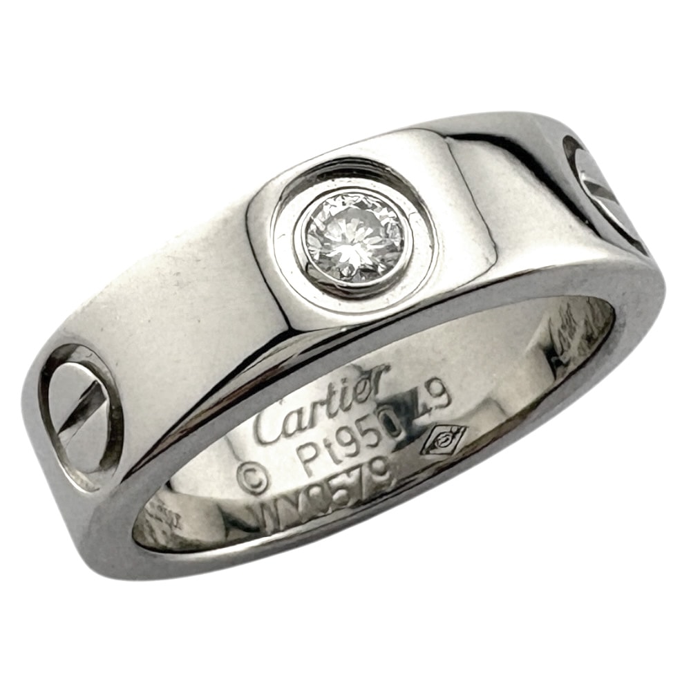 カルティエ ラブ 1P ダイヤモンド リング 指輪 9号 Pt950プラチナ ダイヤモンド レディース CARTIER  中古