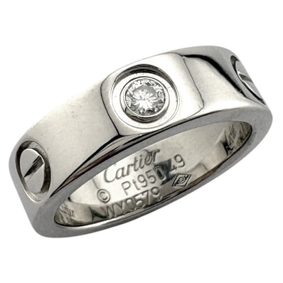 カルティエ ラブ 1P ダイヤモンド リング 指輪 9号 Pt950プラチナ ダイヤモンド レディース CARTIER 中古
