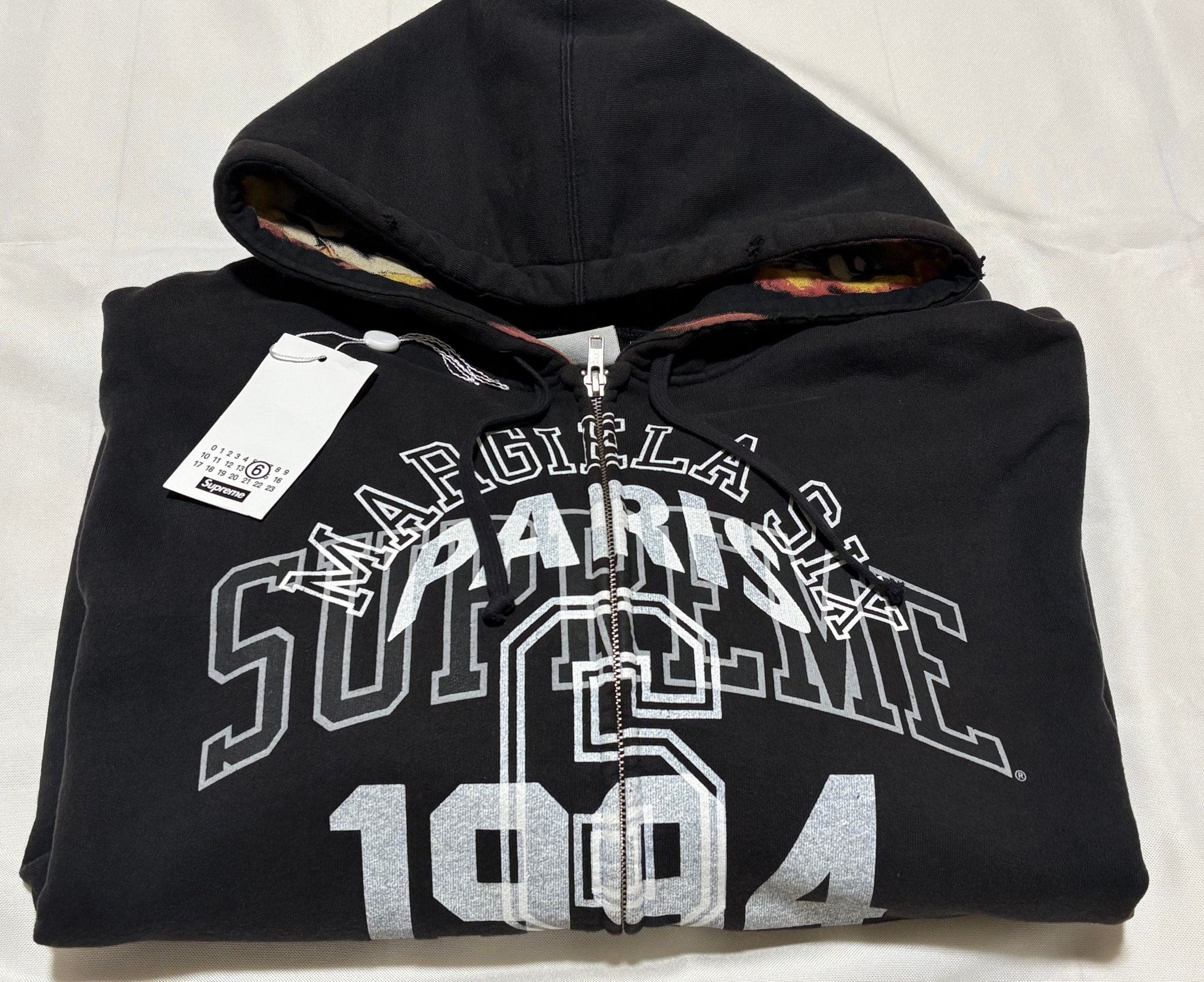 Supreme x MM6 Maison Margiela Zip Up Hooded Sweatshirt "Black"