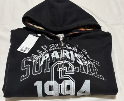 Supreme x MM6 Maison Margiela Zip Up Hooded Sweatshirt "Black"