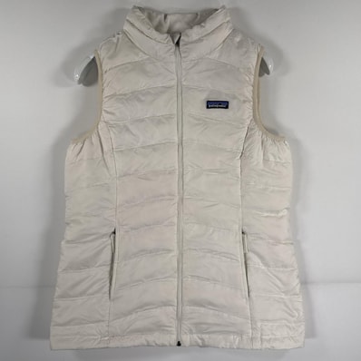 古着 パタゴニア patagonia ダウンベスト レディース ダウン ワンポイント アウトドア XXL 16-18 ホワイト キッズ