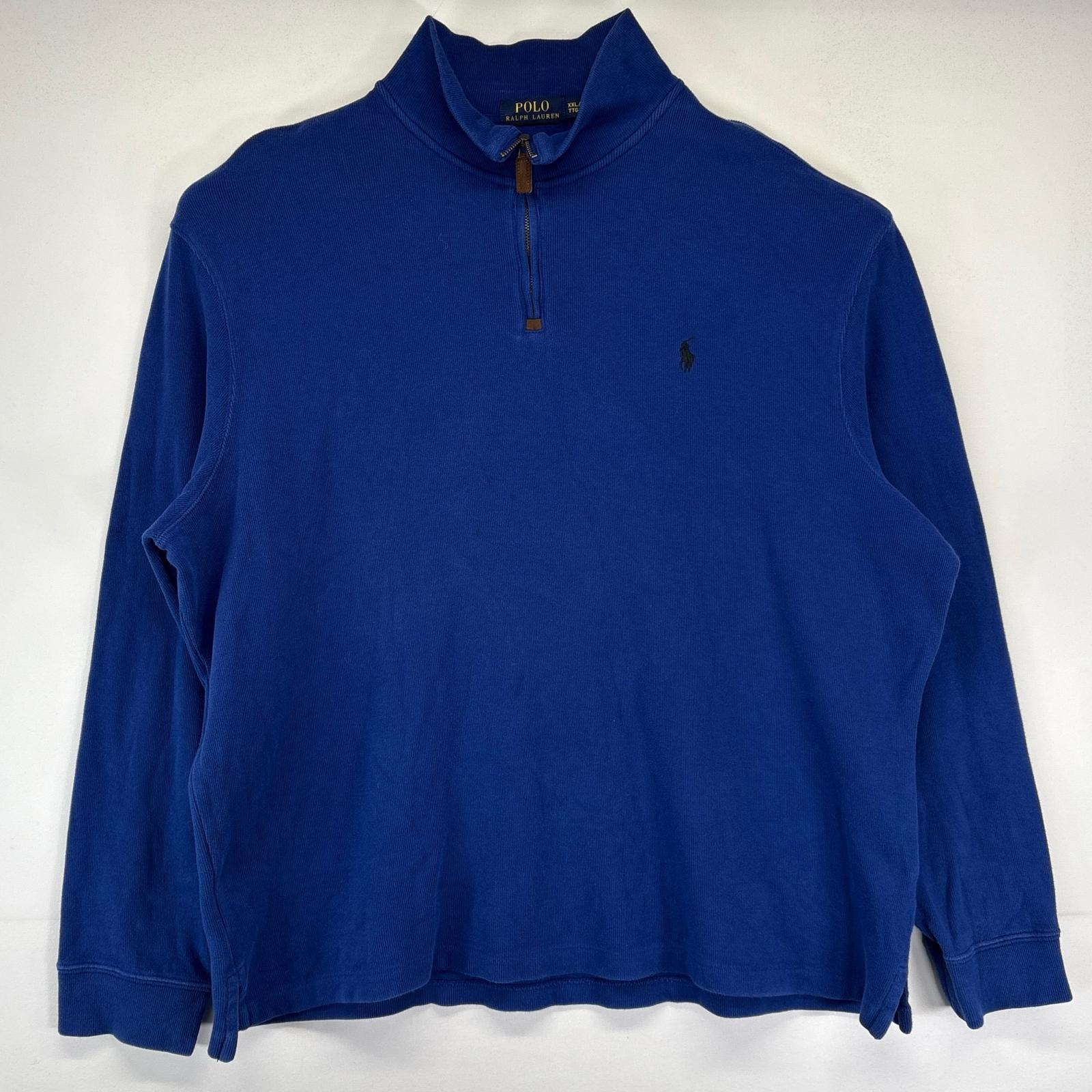 古着 ポロ・ラルフローレン POLO RALPH LAUREN ニット 大きいサイズ ハーフジップ ワンポイントロゴ  2XL  ブルー メンズ