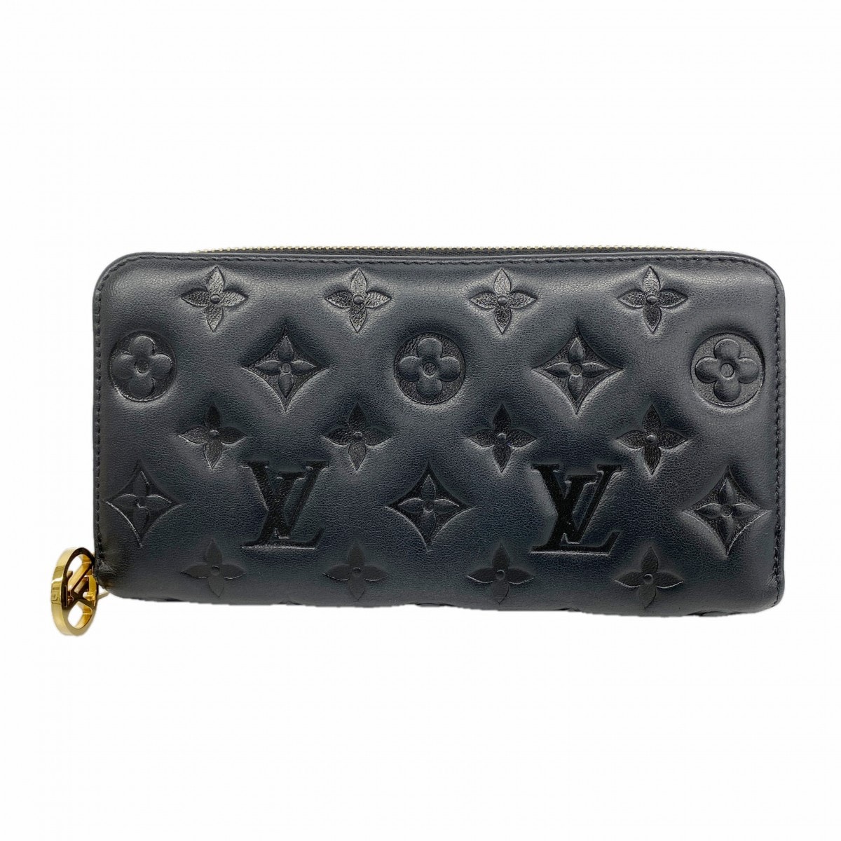 【6ce5921】ルイヴィトン 長財布 クッサン/モノグラム・エンボス ジッピー ウォレット  M81763 ノワール【中古】レディース