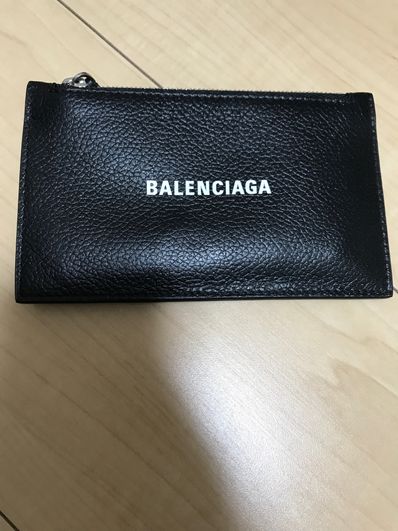 BALENCIAGA Men's Cash Long Coin And Card Holder Grained Calfskin "Black"