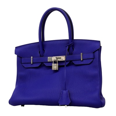 ★最終価格★SALE【6fa1549】エルメス ハンドバッグ バーキン30 トゴ ブルーエレクトリック シルバー金具 T刻印【中古】レディース