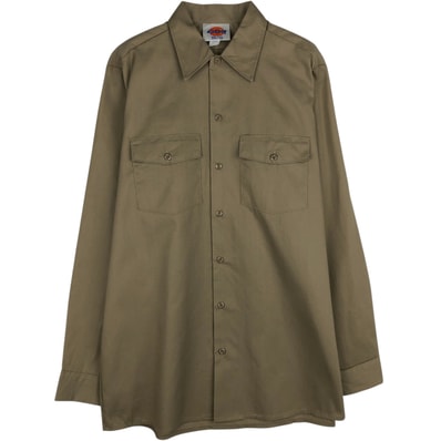 古着 90年代 ディッキーズ Dickies 長袖 ワークシャツ USA製 メンズM相当 ヴィンテージ/eaa643497