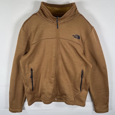 古着 ザ・ノースフェイス THE NORTH FACE ソフトシェルジャケット トラックジャケット フルジップ ワンポイントロゴ M ブラウン系 メンズ
