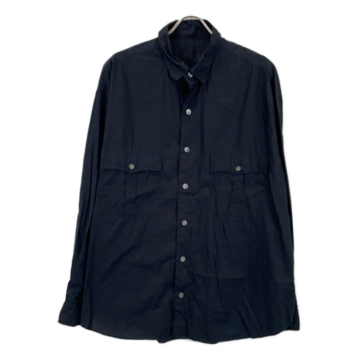 ポータークラシック BLACK ROLL UP SHIRT ALUMO FABRIC 160/3 ブラック コットン ロールアップシャツ XL