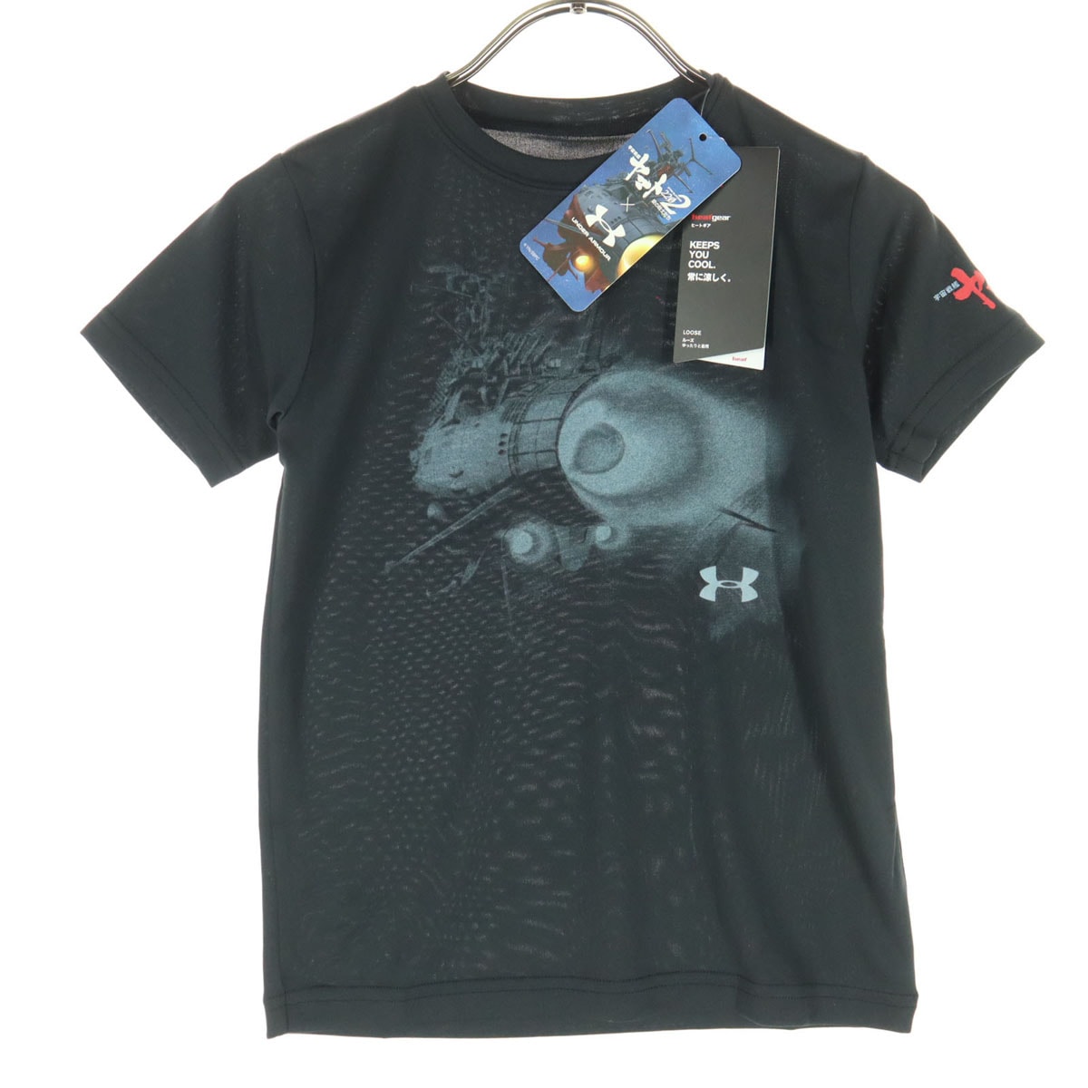 未使用 UNDER ARMOUR アンダーアーマー 宇宙戦艦ヤマト コラボ プリント柄 半袖 Tシャツ YSM ブラック 外袋付き