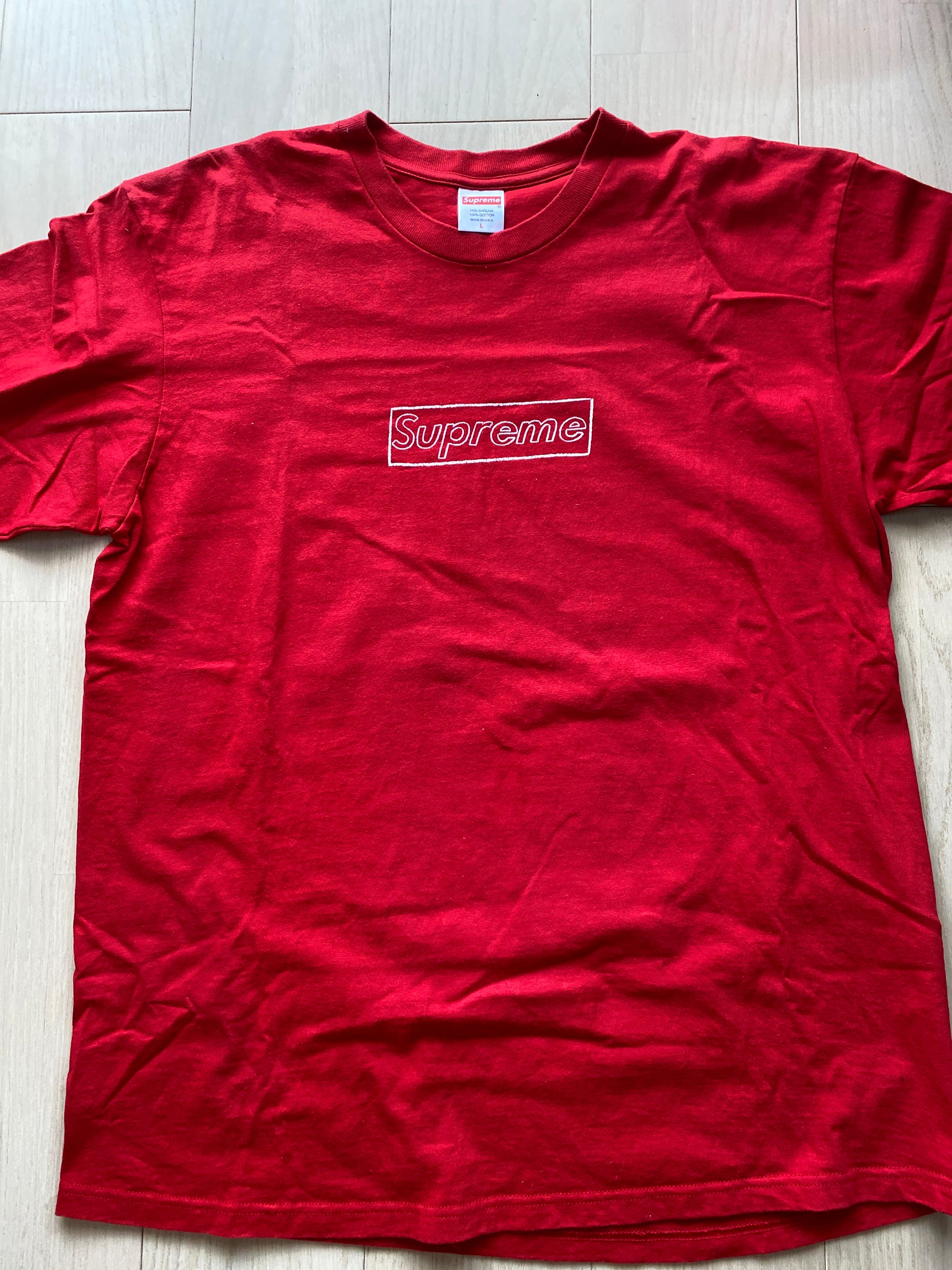 Supreme KAWS Chalk Logo Tee "Red"