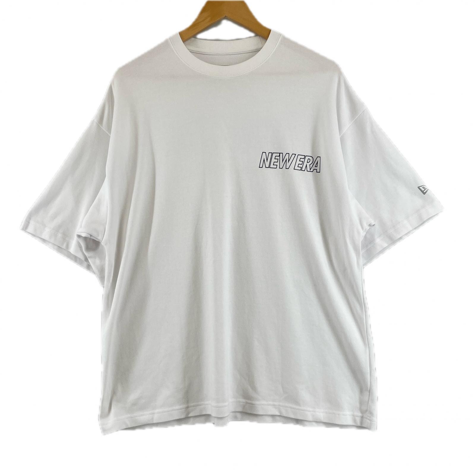 美品 NEW ERA ニューエラ ブランドロゴ 春夏 SS 半袖Tシャツ コットン ホワイト メンズ L【古着】【中古】