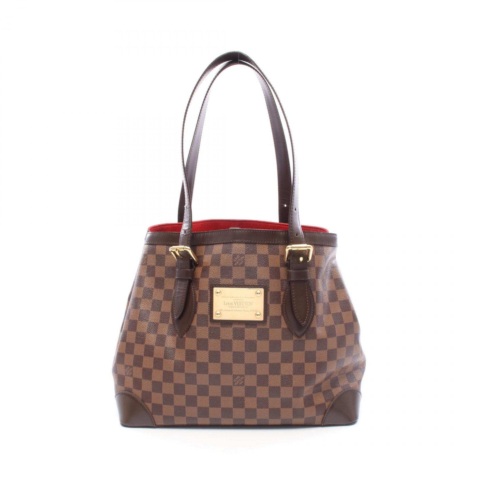 ルイ・ヴィトン LOUIS VUITTON ハムステッドMM トートバッグ バッグ PVCコーティングキャンバス レザー ダミエ エベヌ レディース ブラウン系 N51204 【中古】