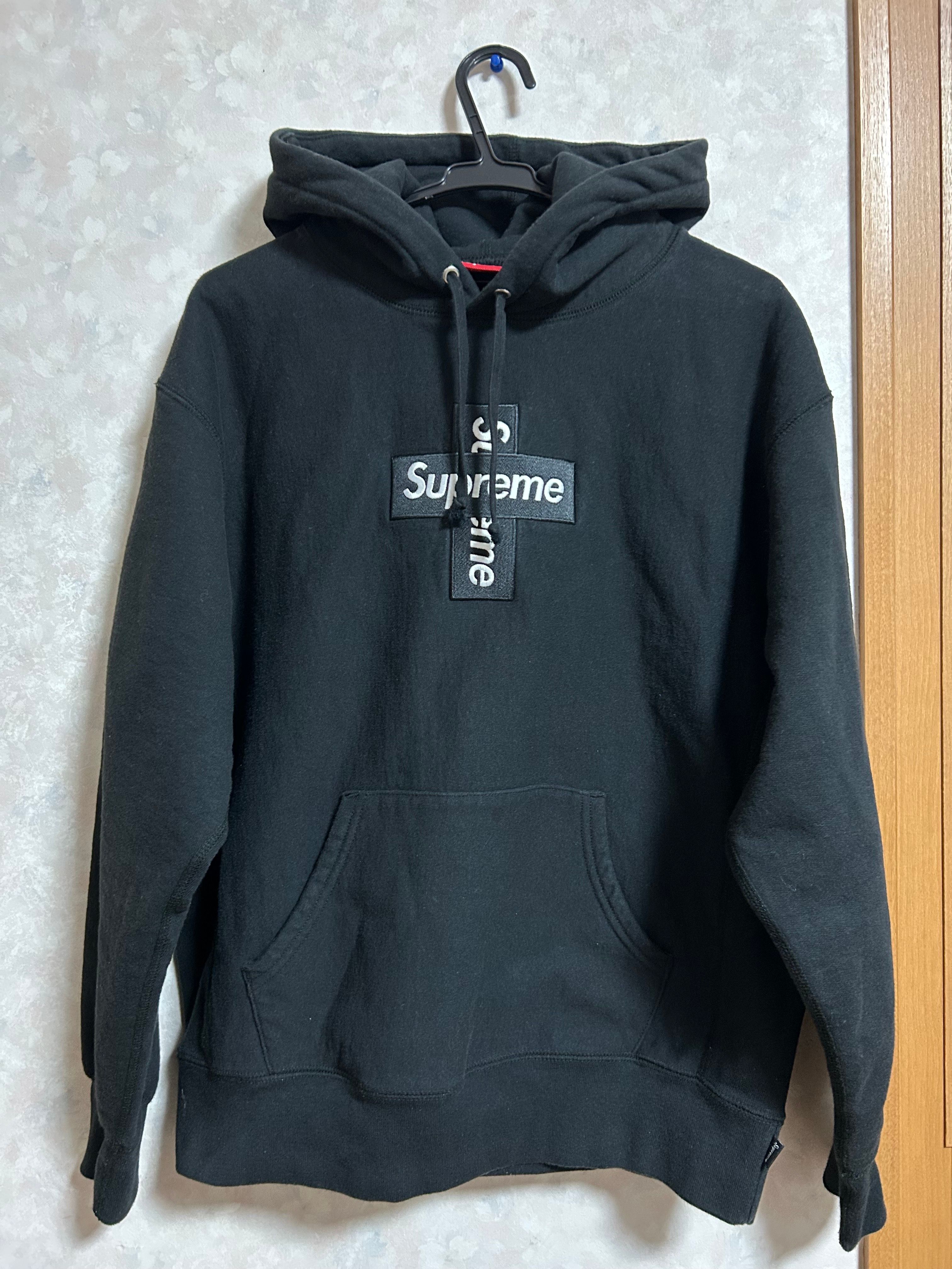 Supreme Cross Box Logo Hooded Sweatshirt "Black"