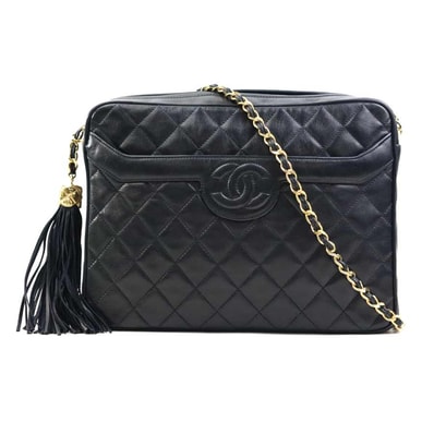 シャネル CHANEL ショルダーバッグ マトラッセ レザー ブラック ゴールド レディース【中古】 e60812a