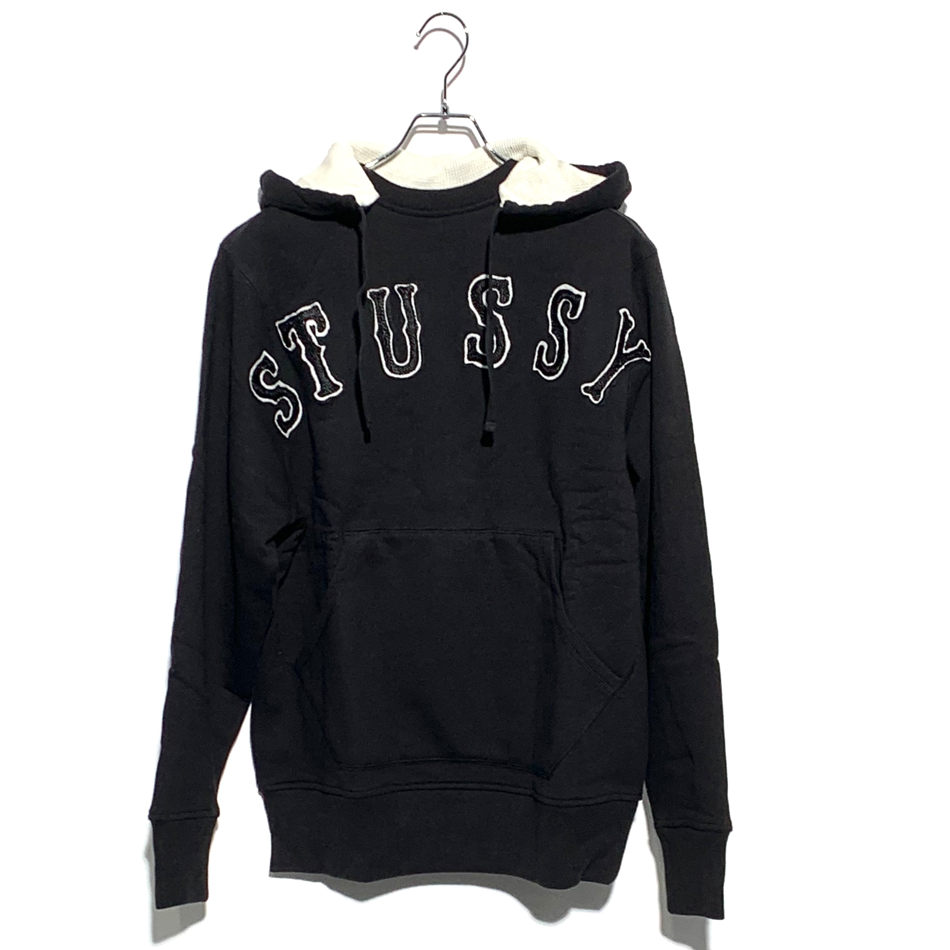 STUSSY thermal over size hoodie Black