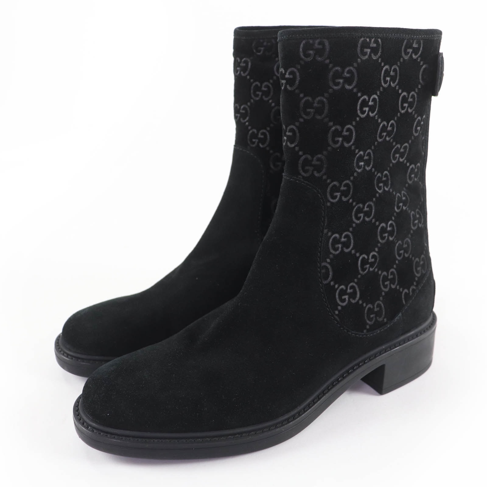 極美品 グッチ ショートブーツ ブラック レディース 36 323550