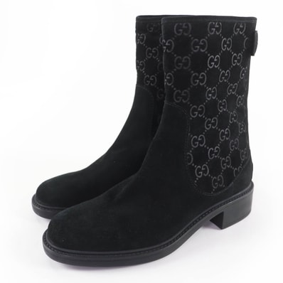 極美品 グッチ ショートブーツ ブラック レディース 36 323550