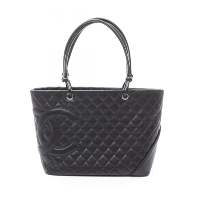 シャネル CHANEL カンボンライン ラージ トートバッグ バッグ ラムスキン(羊革) レディース ブラック系 【中古】