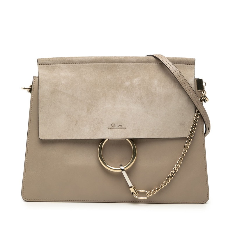 クロエ フェイ Faye 斜め掛け ショルダーバッグ グレージュ レザー スウェード レディース Chloe 【中古】