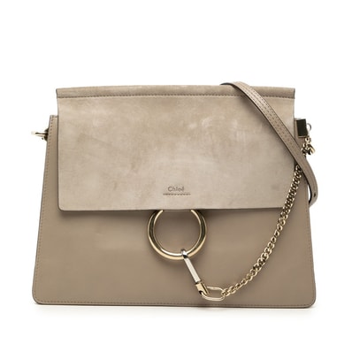 クロエ フェイ Faye 斜め掛け ショルダーバッグ グレージュ レザー スウェード レディース Chloe 【中古】