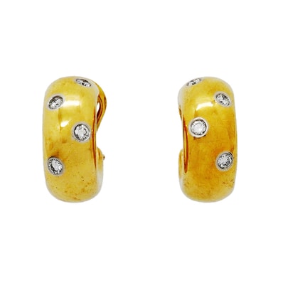 【6jhb0258】ティファニー イヤリング ドッツ K18YG イエローゴールド Pt950 プラチナ ダイヤモンド【中古】レディース
