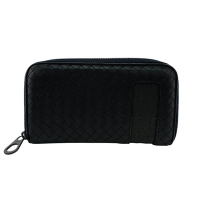 ボッテガヴェネタ BOTTEGAVENETA 長財布 イントレチャート ラウンドファスナー ブラック