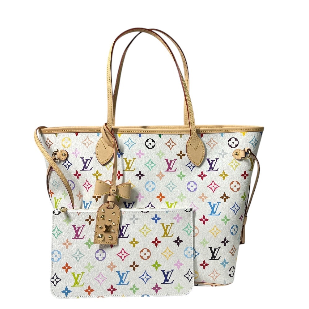 ルイヴィトン LOUIS VUITTON ネヴァーフルMM ネヴァーフル M27787 LV × TM 村上隆コラボ ポーチ付き カバン バッグ トートバッグ モノグラムマルチカラーキャンバス ブロン ホワイト 新品