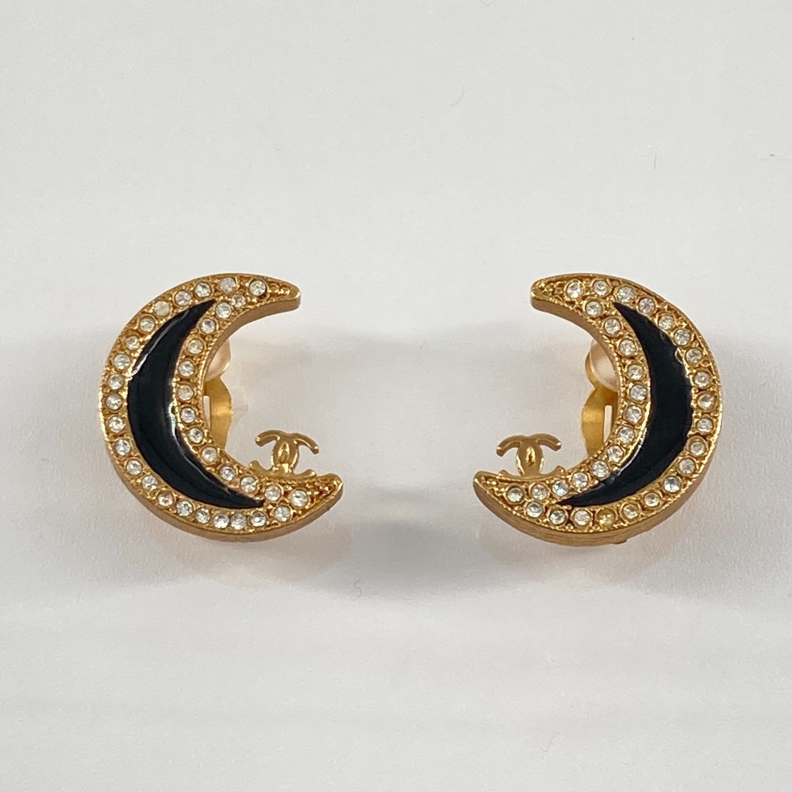 CHANEL(シャネル) 三日月 ココマーク ラインストーン イヤリング ヴィンテージ 01・P ゴールド