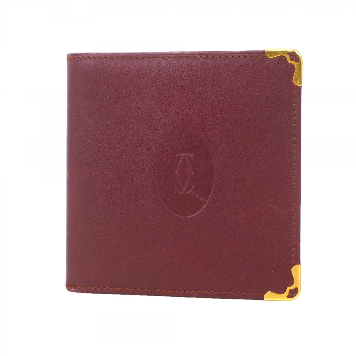 ★SALE【6eb1641】カルティエ 財布 マスト レザー ボルドー ゴールド金具【中古】メンズ